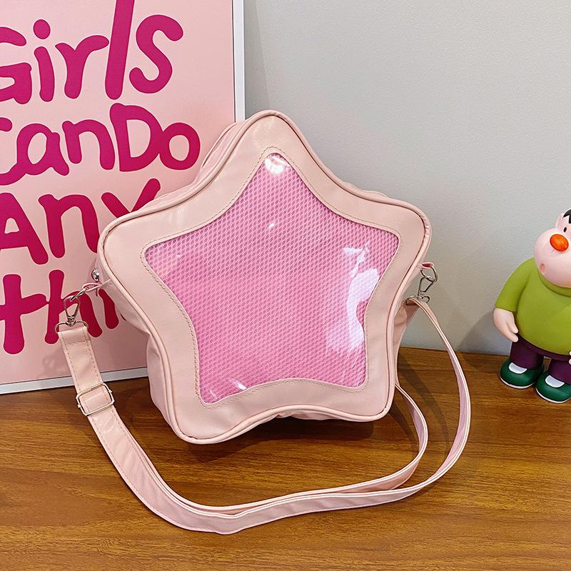 

Милая и крутая диагональная сумка на одно плечо Spice girl милая прозрачная сумка большая вместимость двухмерная сумка-мессенджер пятиконечная звезда больная сумка розовый