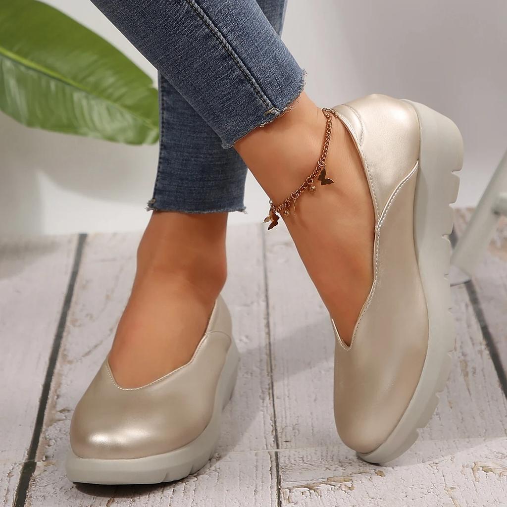Fashion Women Fashion Wedge Heel Pumps 2025 Spring Summer Lightweight Platform Loafers Woman Soft Sole Comfort Casual Shoes Plus Size 42