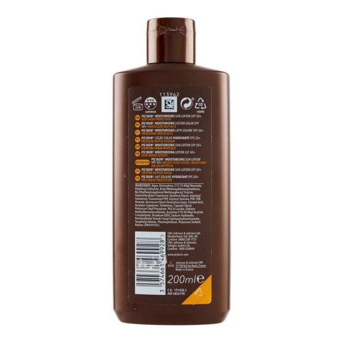 Lotion Solaire Piz Buin Hydratant Spf 50+ (200 ml)