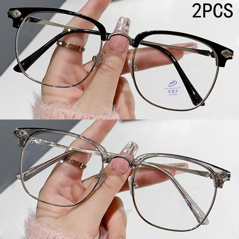 2/3PCS Metal Anti-blue Light Poconductive Glasses With Half-frame And Eyebrows For Men High-definition Clear Image