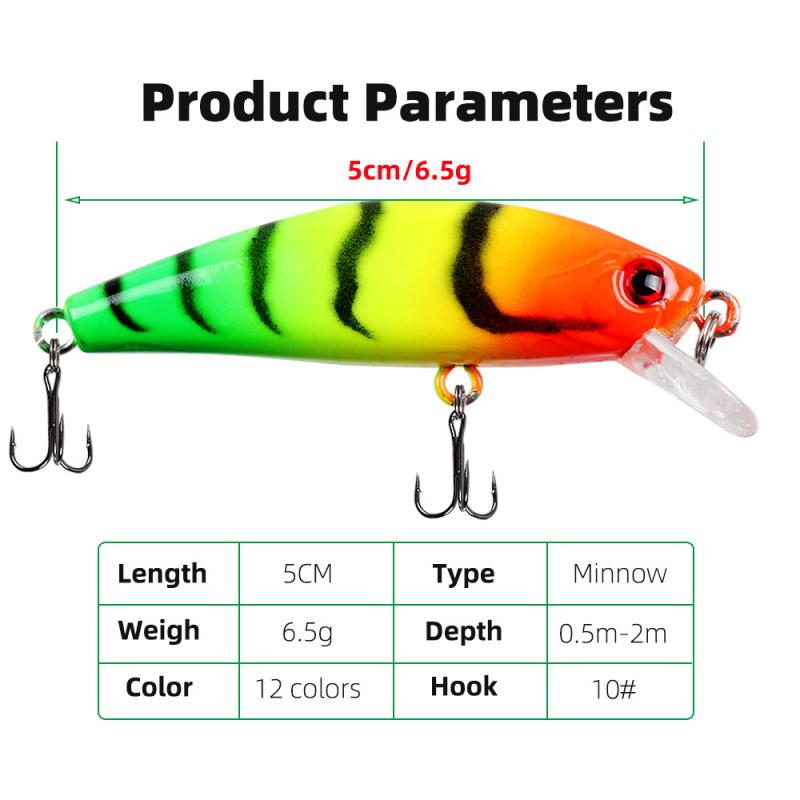 All-Water Micro Lure Bait Trembling Minnow Set5Mixed Colors Only6.5Gram5Centimeter Hard Bait for Long-distance Casting, Suitable
