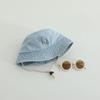 Solid Color Baby Hat With Sunglasses Spring Denim Bucket Hat Fisherman Hats  For Kids 1-4 Year