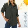 Camicia da Donna Casual a Maniche Corte Traspirante, Elastica, Asciugatura Rapida, con Zip, Colletto Reversibile e Tasca