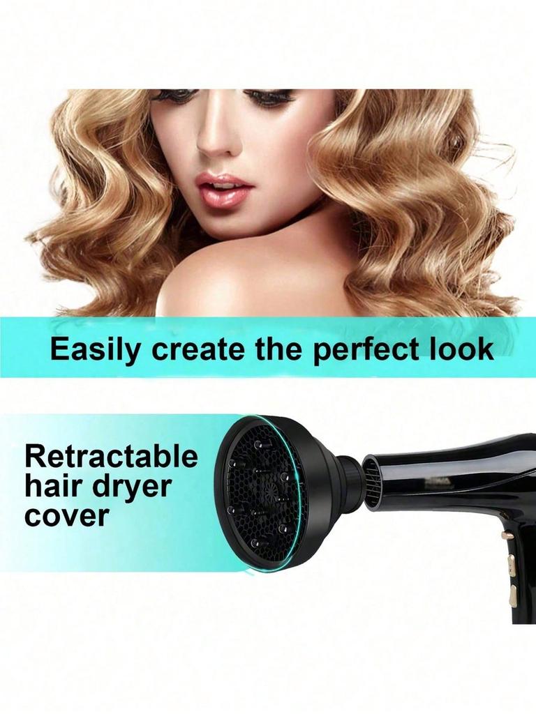 1pc universal silicone hair dryer diffuser cover adjustable heat-resistant accessory, used to define curly and frizzy control