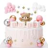 38 Stück Blauer Bär Kuchen Dekorationen Teddybär Sterne Wolken Gold Silber Schaum Junge Mädchen Geburtstag Gender Reveal Party Kuchen Dekoration