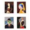 EdisonBrain Masterpiece Pin Badges Set of 4 Da and Manet Girl with a Pearl Son of Boy with a and Mona Lisa Motifs - Vinci, Vermeer, Magritte, -