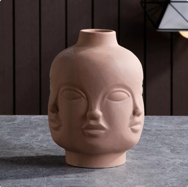 Scandinavian White Ceramic Vase Decoration Home Decoration Crafts Modern Interior Decoration Countertop Vase Art Face Shape Vase
