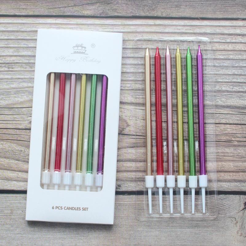 

Набор из 6 свечей-карандашей, специальные упакованные позолоченные длинные свечи для торта на день рождения