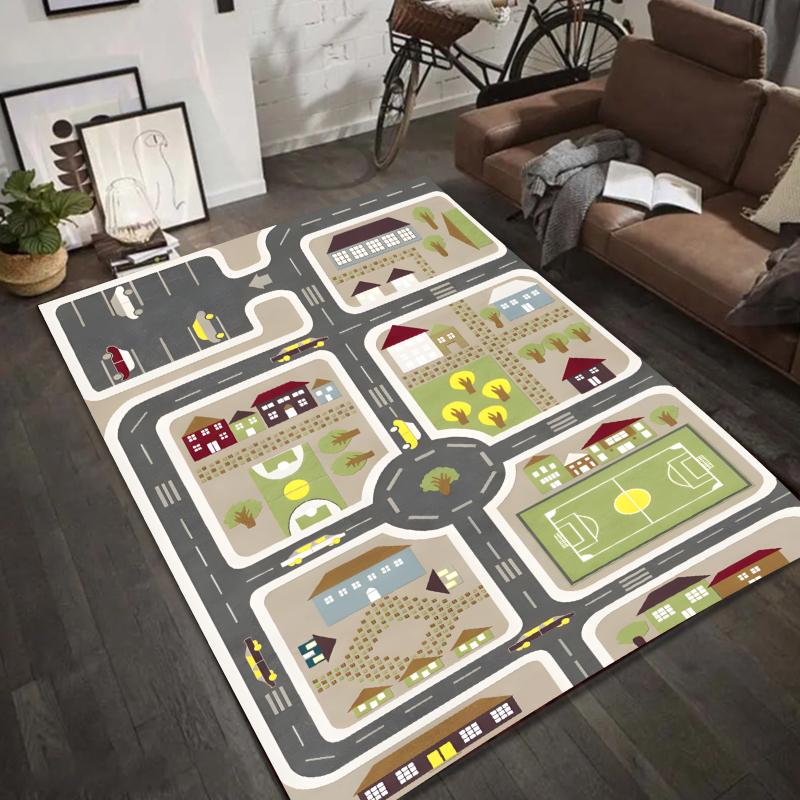 Kids City Road Traffic Play Mat Educational Area Rug Carpet for Children's Room Home Decoration Living Room Bedroom Carpet