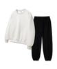 ALVINCLO [Set][Fleece-Lined] Plain Oversized Sweatshirt Jogger/Semi-Wide Pants Set