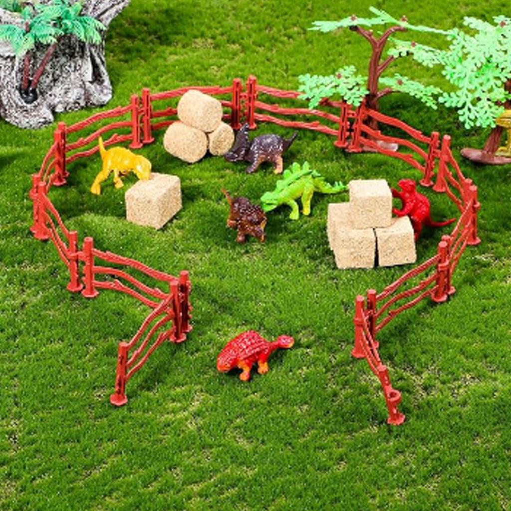 Spielzeugzaun-Set Kunststoff und Pfirsichholz 12 Mini-Heuballen und 50 Tierzaunpaneele Paddock-Spielzeug