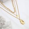 Niche Light Luxury Irregular Oval Peach Heart Pendant Three Layers Stacked Wearing Chain Collarbone Chain Necklace Girl