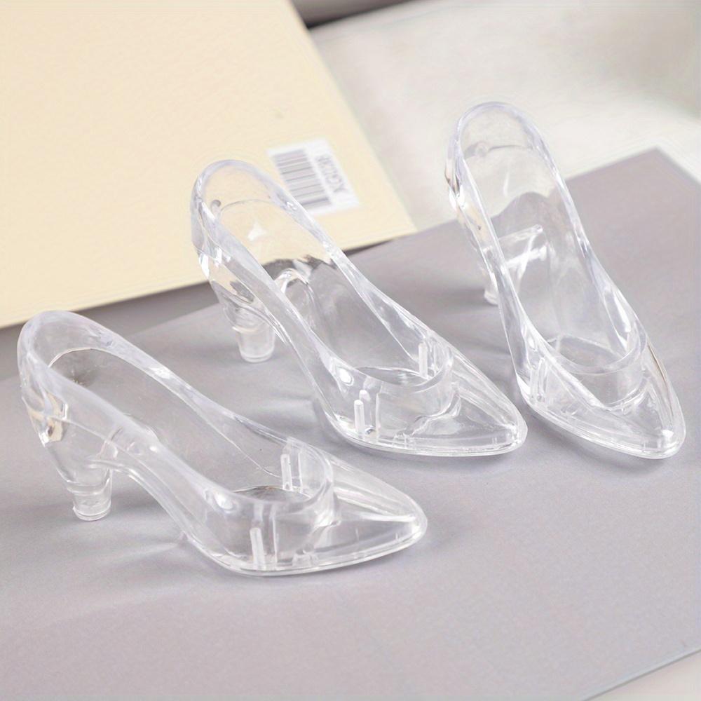

6 шт. Прозрачные пластиковые туфельки принцессы, хрустальные, коробка для конфет, туфли на высоком каблуке, настольные украшения, декор для детского праздника, свадьбы, дня рождения белый