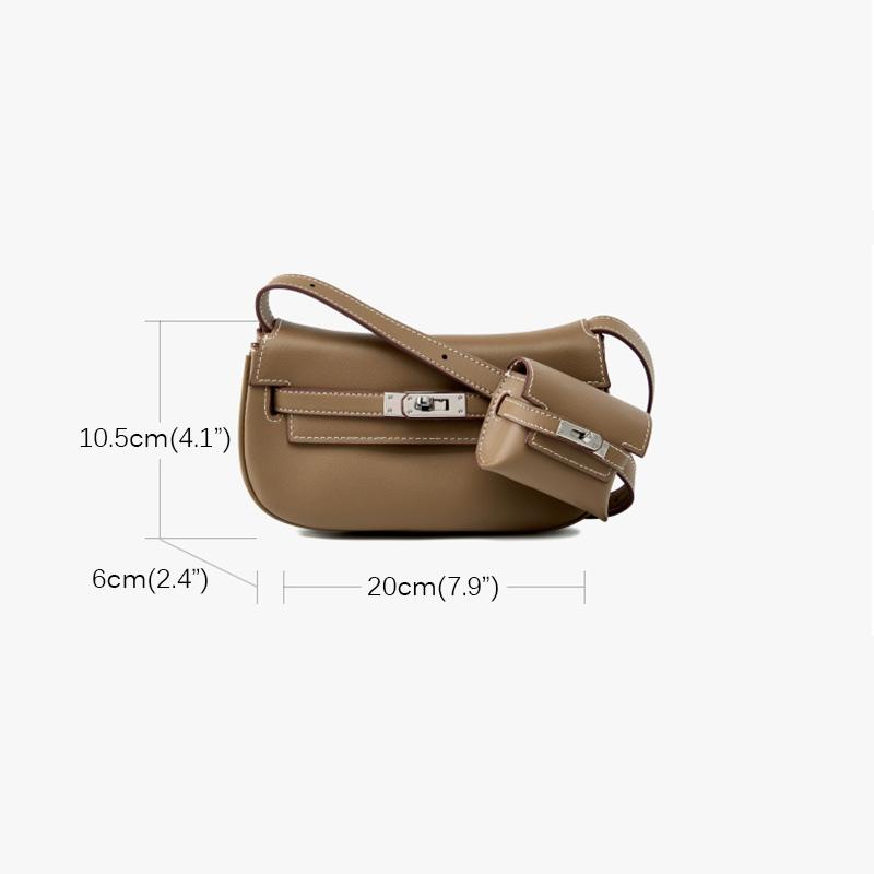 Lussuosa Borsa a Spalla Piccola in Vera Pelle da Donna Primo Strato di Pelle Bovina Borse a Tracolla con Portamonete Stile Firmato Borsa a Sella Senza Logo