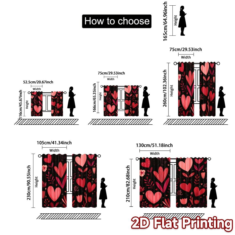 2D Flat Printing  JIT 2pcs   Curtains (Without Rod) HeartGarden Drapes Modern Light Filtering Curtains Fabric Curtains Decorations