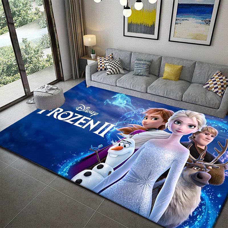 Elsa Queen cartoon pattern rug, Frozen theme, suitable for home, bedroom, bedside rug, and bathroom mat.