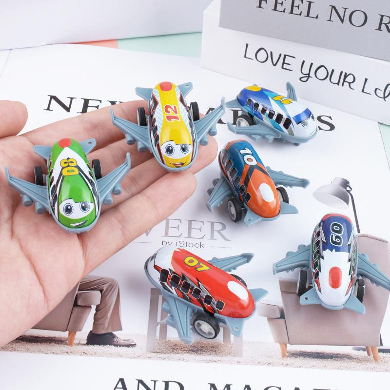 Mini Pull-Back Cartoon Airplane Toy - Metal Tinplate Gliding Model for Kids