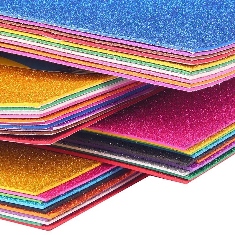 10pcs A4 Glitter Foam Paper Sheets Sparkling EVA Sponge Paper Multicolor for Handmade DIY Card Crafts School Project Decorative