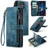 For Samsung Galaxy S25 Edge S24 S23 S22 Ultra Case, Durable PU Leather Magnetic Flip Strap Wristlet Zipper Card Holder Wallet