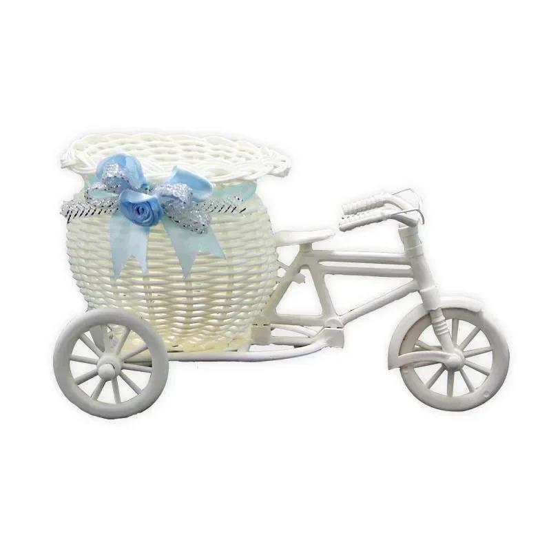 1 Pcs 23*12.5*9 Cm New Creative Bicycle Shape Rattan Flower Basket Crafts Home Living Room Decoration