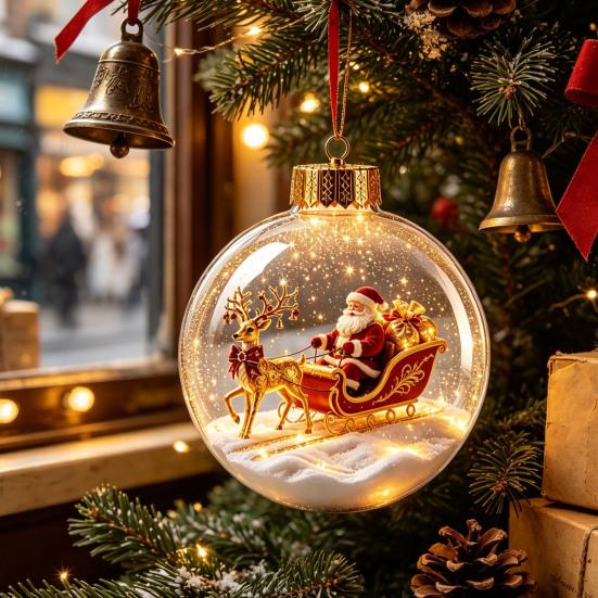 Unique Christmas Gift Ideas Glowing Ball Ornaments, 3D LED Lighted Acrylic Hanging Light-up Holiday Keepsakes Balls for Tree Mantel Window, Home Decor