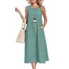 Independent Station Women's Solid Color Crew Neck Sleeveless Pocket Casual Dress