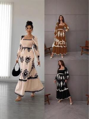 Vestido Elegante Estampado de Manga Larga 2025 - Estilo Europeo y Americano