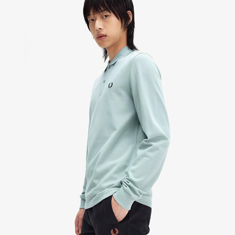 FRED PERRY [M6006] Long Sleeve Plain Fred Perry Shirt - Silver Blue/Black Afpm2436006-670