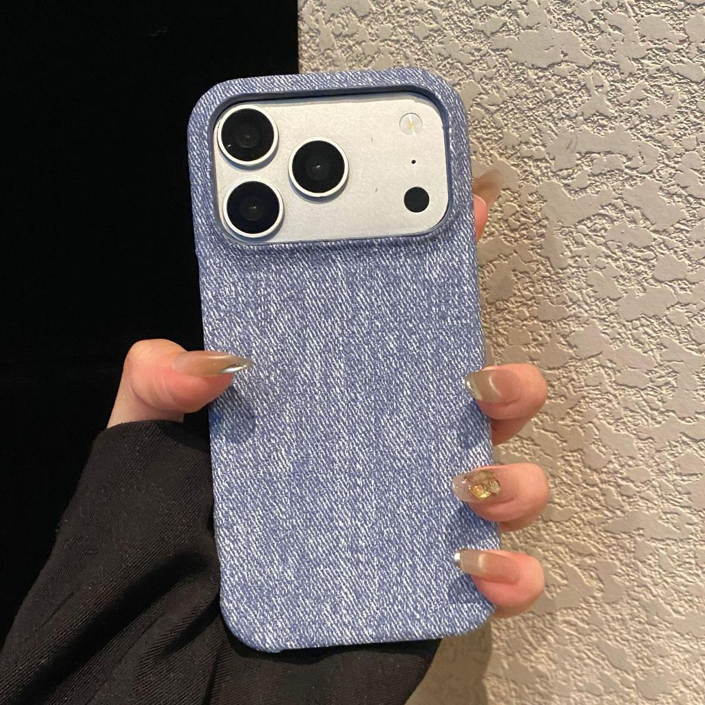 White Denim Pattern Phone Case for Apple 17 Pro Max, 16/15, New 14 Pro Max, 13 Mini