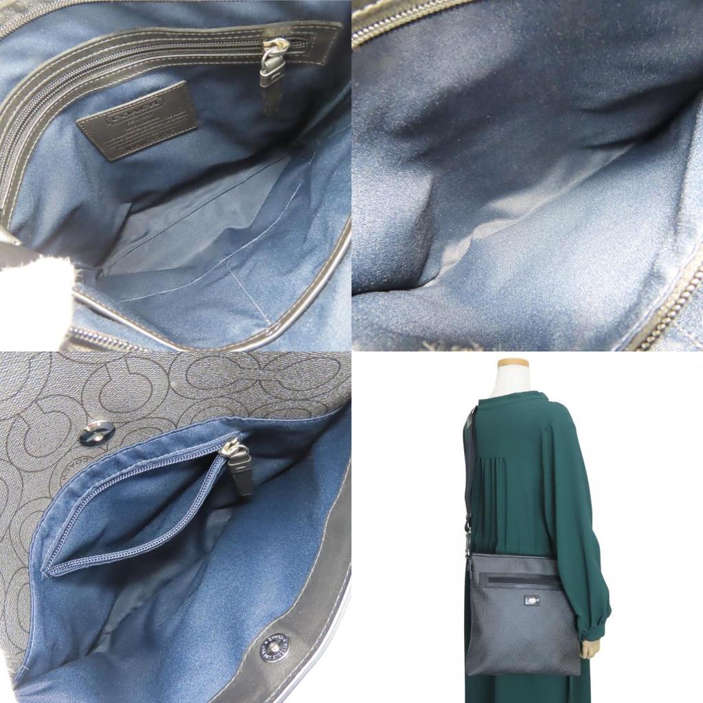 Used COACH Shoulder Bag Op art 70267 PVC gray black