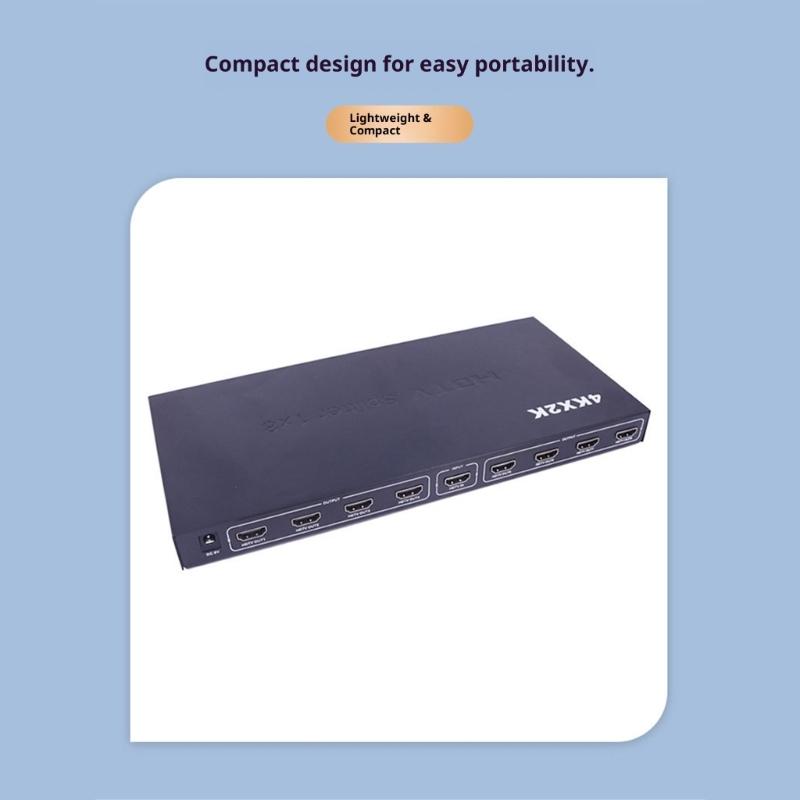 1x8 HDTV Distribution Amplifier With 4K60Hz Resolution Output Intelligent Switching For Gaming Consoles And PC