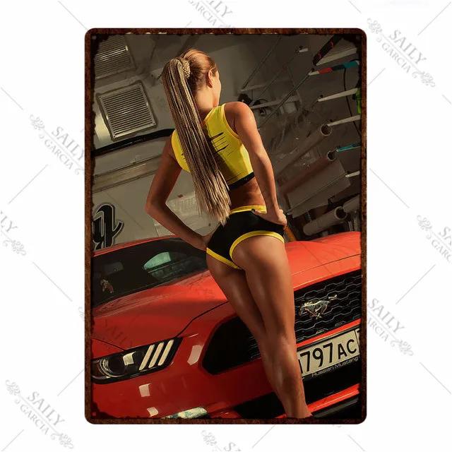 Hot Sexy Girl Metal Tin Sign Posters Fashion Naked Woman Tin Sign Plates Man Cave Pub Bar Sign Metal Wall Decor Print Plaques
