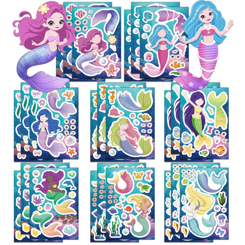 8PCS Creative Mermaid Cute Cartoon Stickers, Account Decoration, Notebook, Water Cup, Phone Case, Personalized Stickers