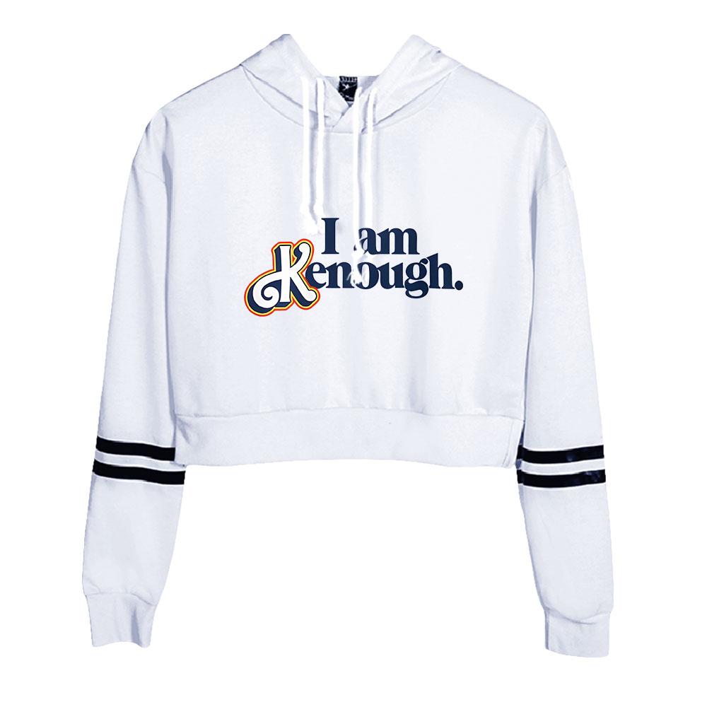 

Женская укороченная толстовка с длинными рукавами I Am Kenough, толстовки с капюшоном с буквенным принтом