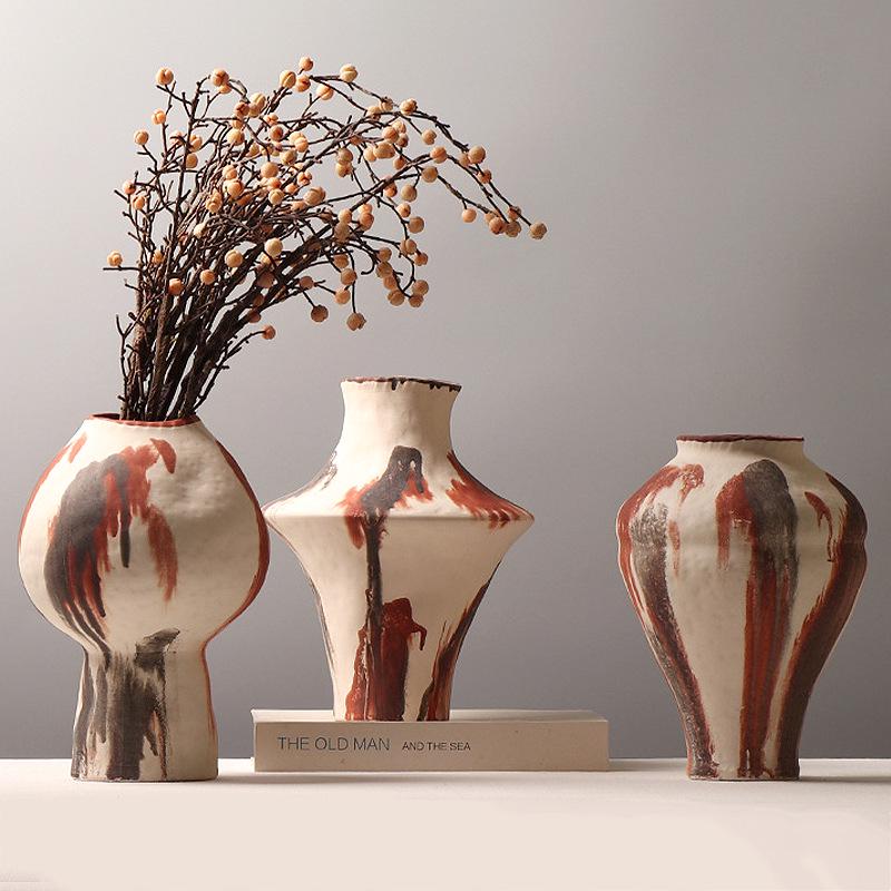 Modern Retro Abstract Art Pottery Vase for Home or Hotel Decor