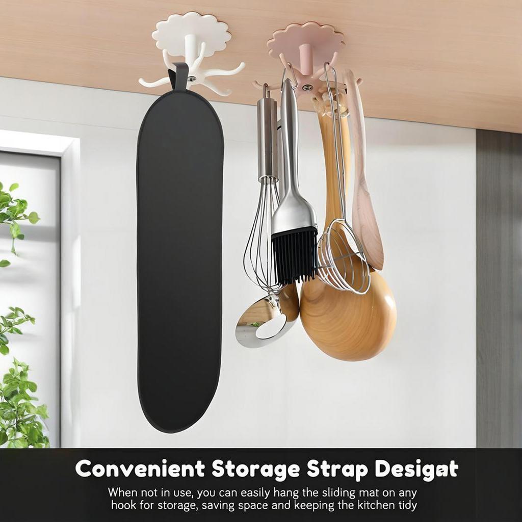 Coffee Machine Sliding Mat with Nonslip Base and Hanging Strap Adjustable Kitchen Appliance Gliding Pad Accessory