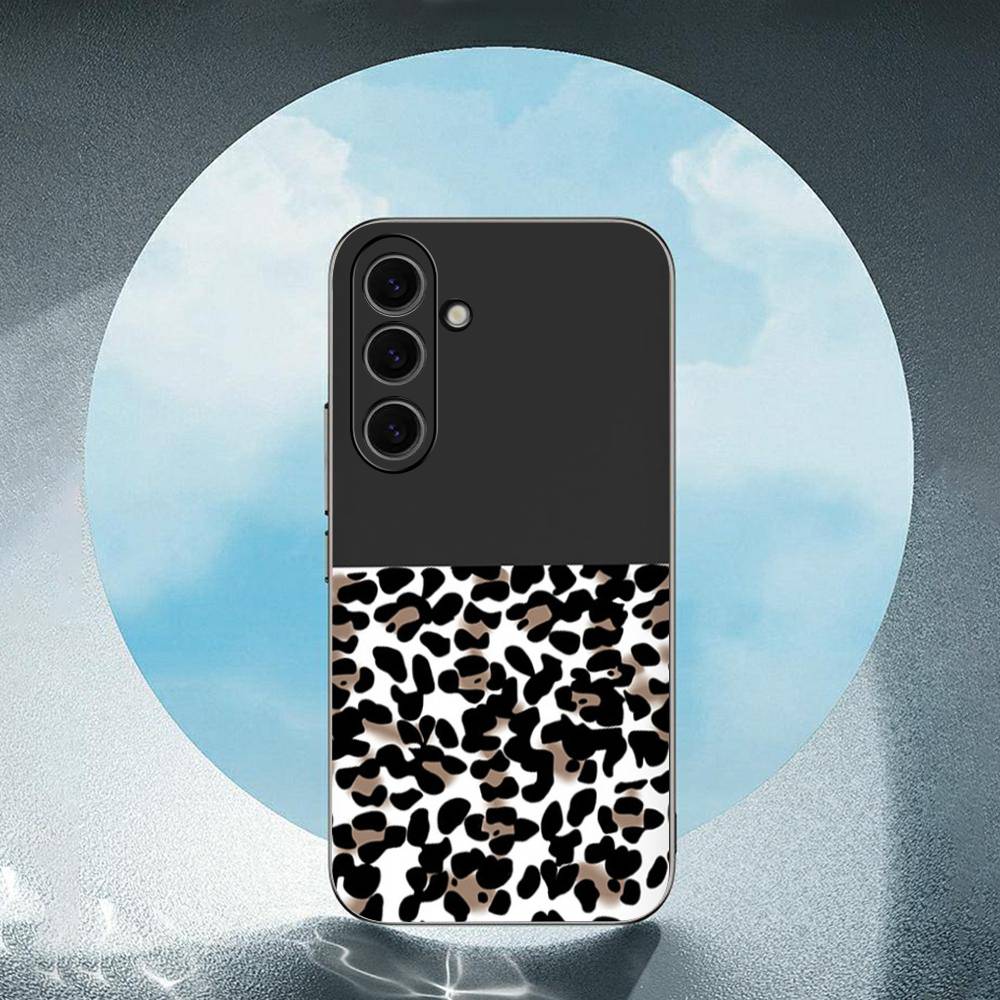 Fashion Leopard Print Luxury Black Phone Case For Samsung Galaxy S23 S24 S25 Ultra S22 Plus S21