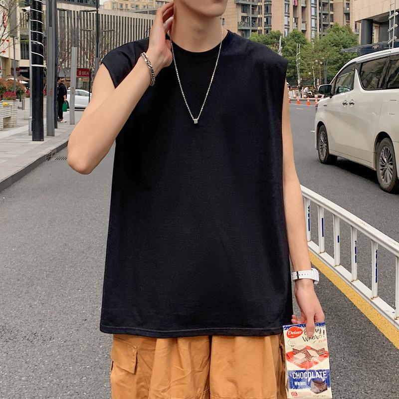 Men's Loose Fit Solid Color Sleeveless Summer T-Shirt
