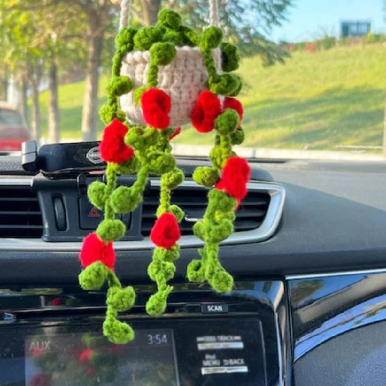 Handmade Crochet Car Styling Plant Succulent Car Plant Ornamentos Decoration