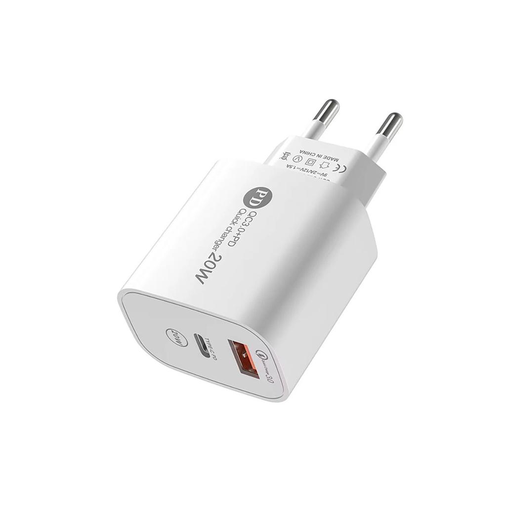 Ładowarka Sieciowa A6Maxc 20W Usb-A Usb-C Z Kablem Usb-C - Usb-C 1M - Biała
