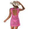 Women's Swimsuit Cover-up Knitted Crochet Hollow-out Back Beach Dress Bikini Cover-up Without Sleeves Connected