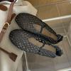 PesstweiFashion Weave Mesh Hollow Women Loafers Round Toe Slip On Female Beach Summer Casual Shoes Flat Sandals