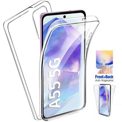 Etui ochronne 360 stopni przód tył do telefonu Samsung Galaxy A55 A05S A15 A25 A35 A54 A04S A14 A24 A34 5G S22 S23 S24 Ultra Plus podwójne przezroczyste miękkie etui