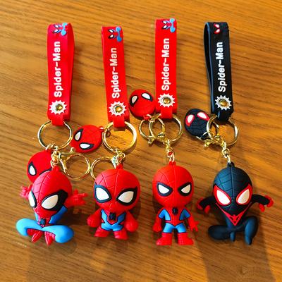Superhero Spiderman Doll Silicone Keychain Marvel Avengers  Spider Keyrings for Backpack Accessories Men Car Pendant Key Holder