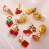 Cartoon Oil Dripping Fruit Diy Pineapple Pendant Stainless Steel Gold-Plated Dopamine Accessories
