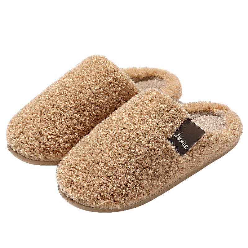 Household cotton slippers winter indoor home plush warm non-slip winter bedroom fluffy slippers winter