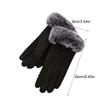 Bow Warm Cashmere Gloves for Women In Winter Korean Anti Slip Touch Screen Simple Finger Gloves Elegant and Fashionable Gloves