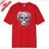 Skull Floral Print Unisex Graphic Tee for Music Lovers Streetwear Fashion Cotton Summer TShirt Short Sleeve Casual Breathable