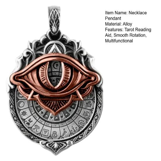 Tarot Vision Pendant All-Seeing Eye Necklace Charm Mystic Divination Jewelry Tarot Card Symbol Pendant with Smooth Rotation for Fate Insights