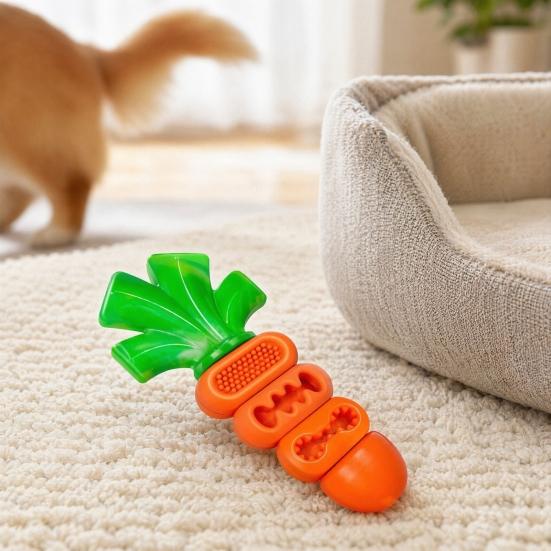 Xiaobudian Dog Squeaky Chew Toys for Aggressive Chewers, Latex Carrot Shape Teething Training Toy, Interactive Tough Toy Puppy Medium Dogs